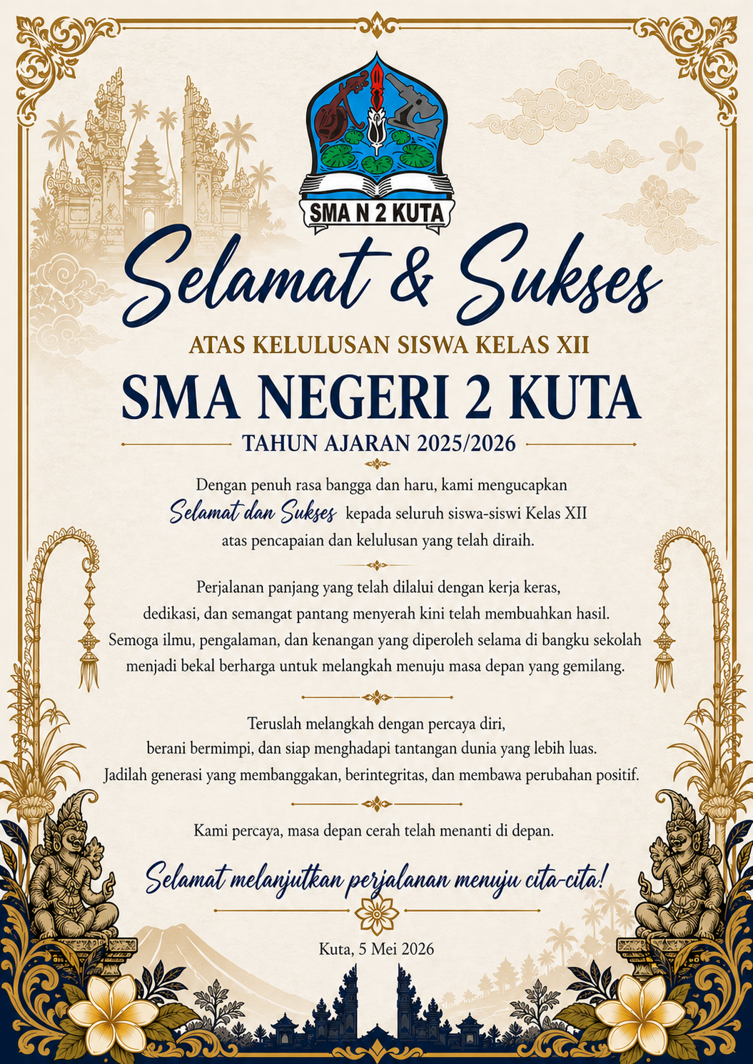 Pengumuman Kelulusan KELAS XII TAHUN PELAJARAN 2025/2026